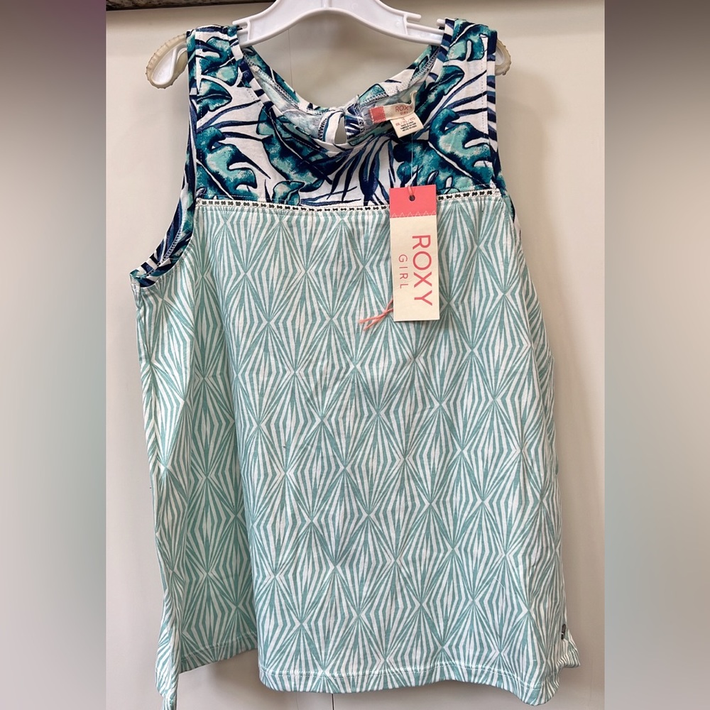 NWT Roxy tropical print tank top with open back girls size 16